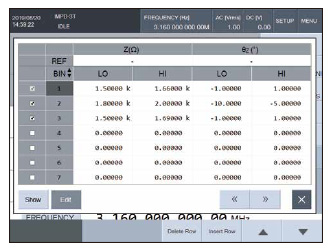 Comparator setting screen