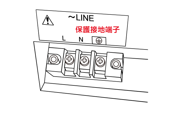 保護接地端子の配置例(単相200V入力の機器)