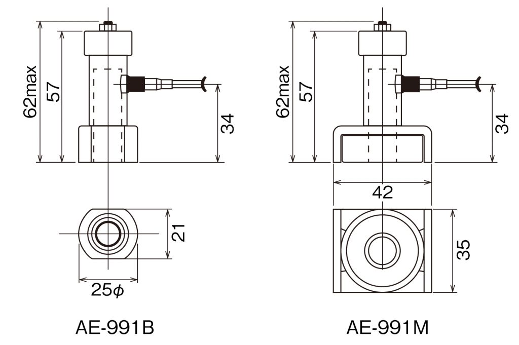 センサホルダ　AE-991M・AE-991B　外形寸法